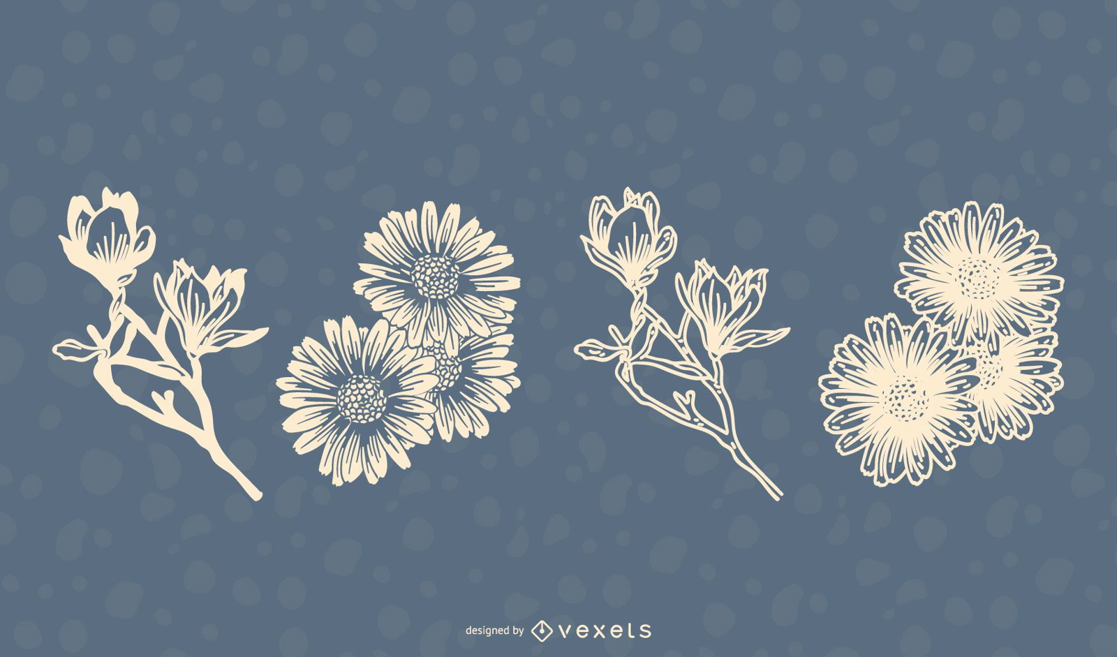 Conjunto de ilustração de flores