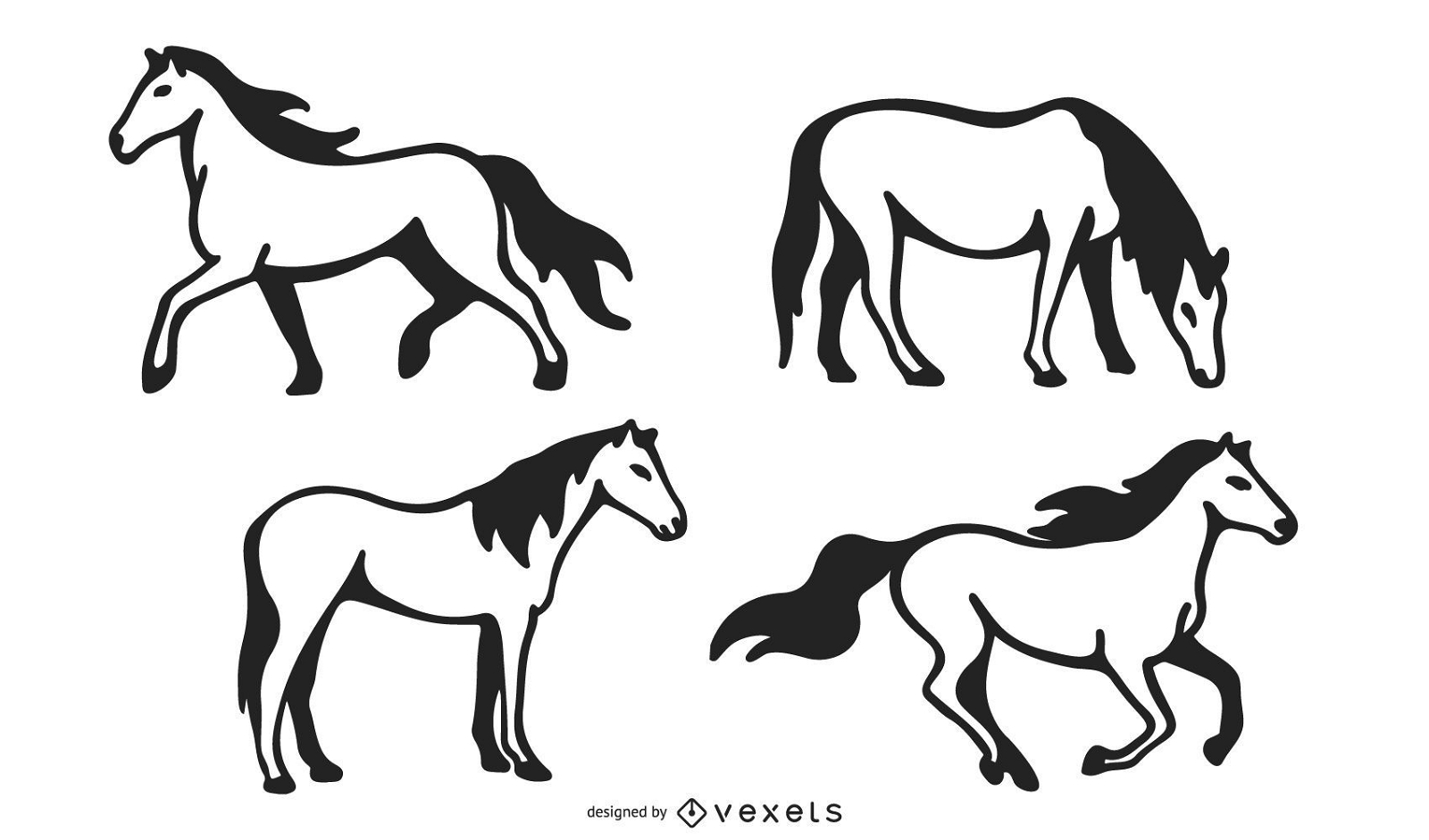 Stroke horse vector set