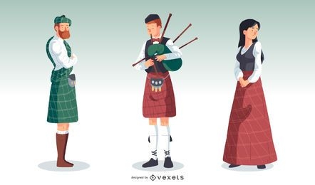 Ilustración de ropa tradicional de las tierras altas