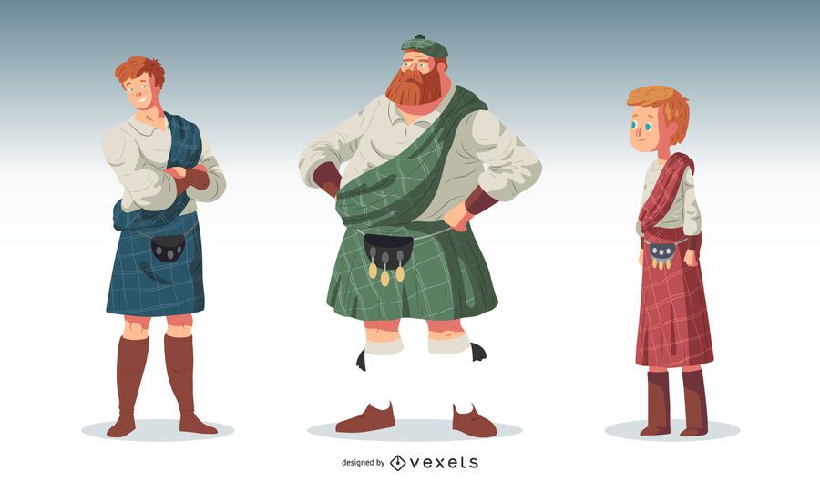 Scottish People Character Vector Set Scottish People Character Vector Set