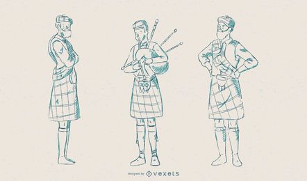 Scotsman Illustration Vector Set Scotsman Illustration Vector Set