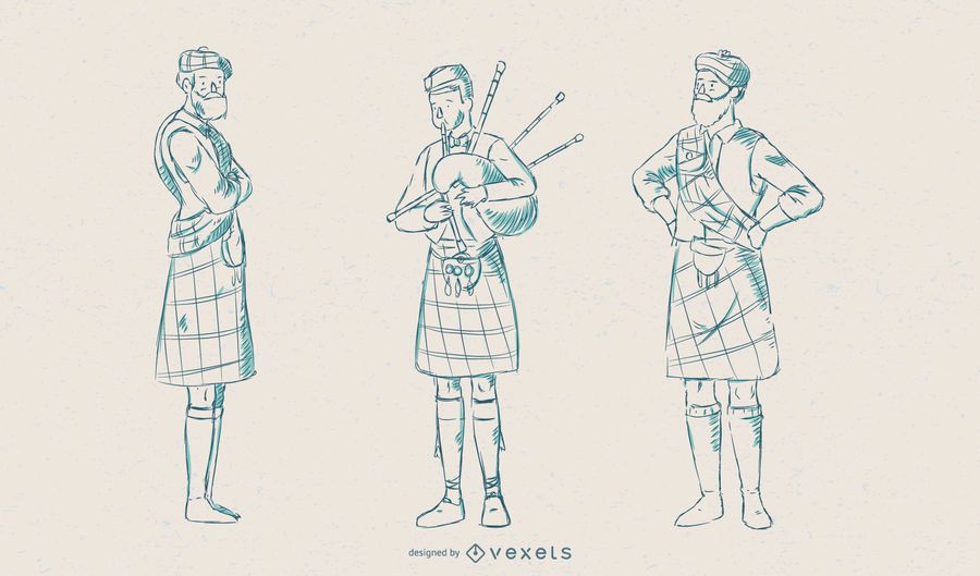 Conjunto de vetores de ilustração de escocês Conjunto de vetores de ilustração de escocês