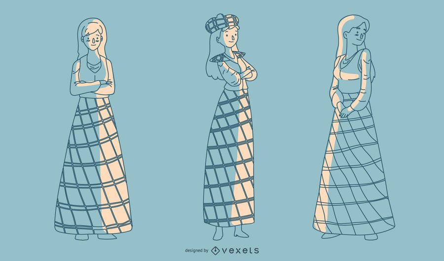 Hand Drawn Scottish Ladies Hand Drawn Scottish Ladies