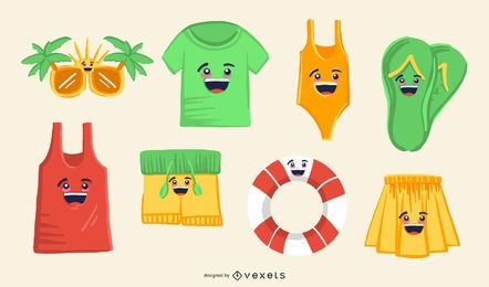 Conjunto de emoji de verano