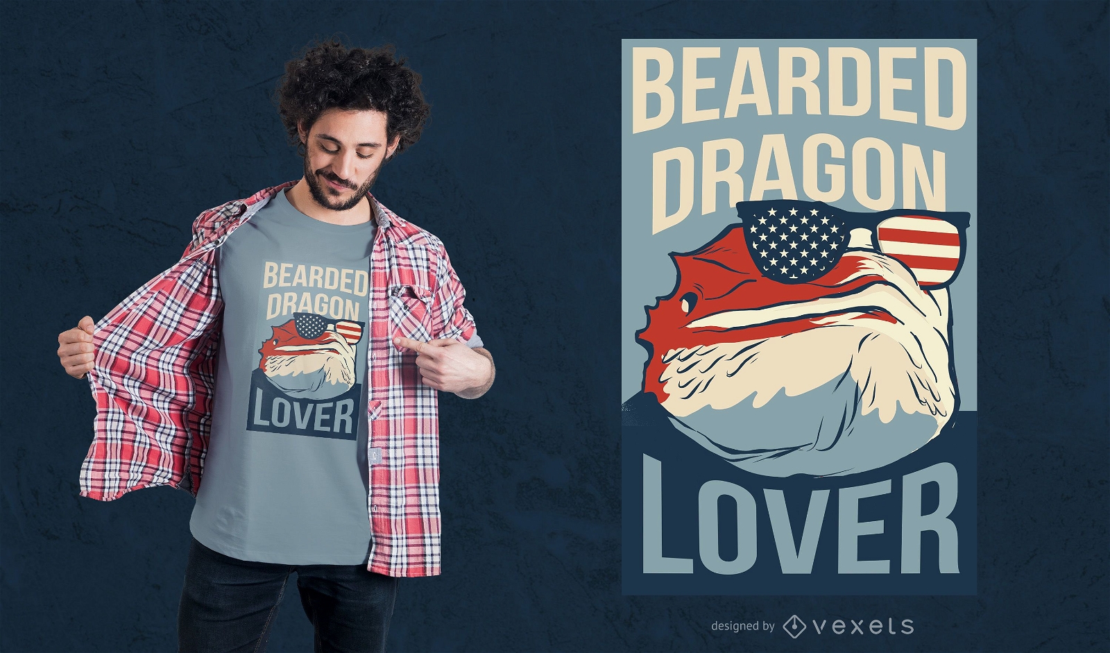 Diseño de camiseta de amante del dragón barbudo.