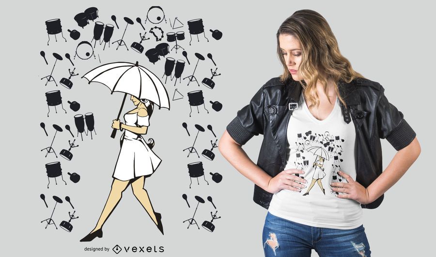Music Woman Design de T-shirt Music Woman Design de T-shirt
