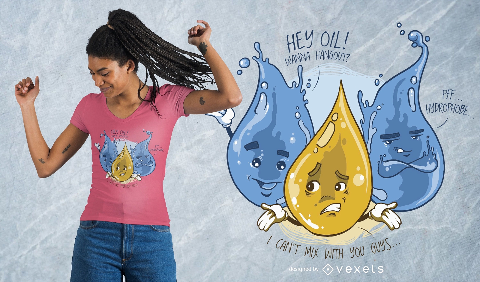 Design de camisetas engraçadas de óleo de água