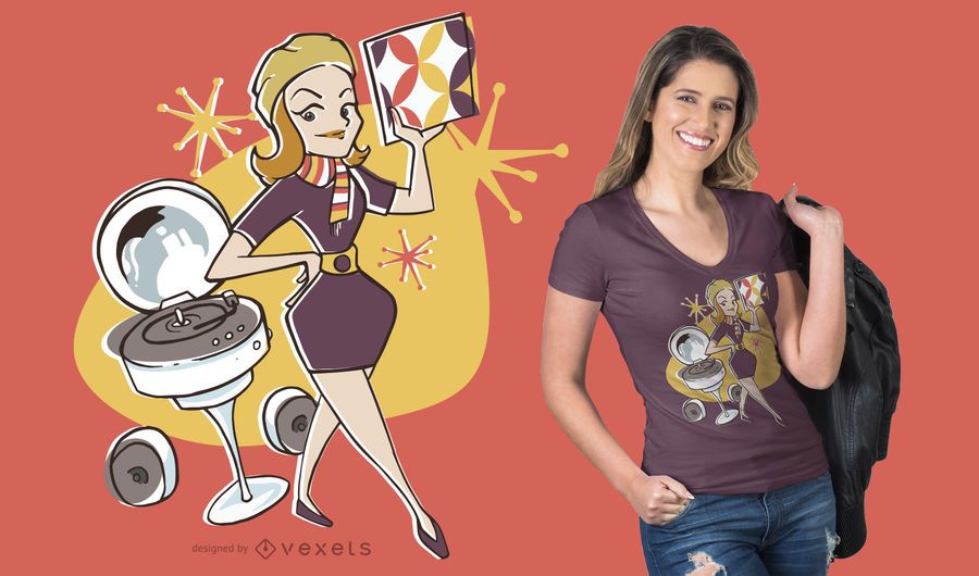 Design Retro Mulher T-shirt Design Retro Mulher T-shirt