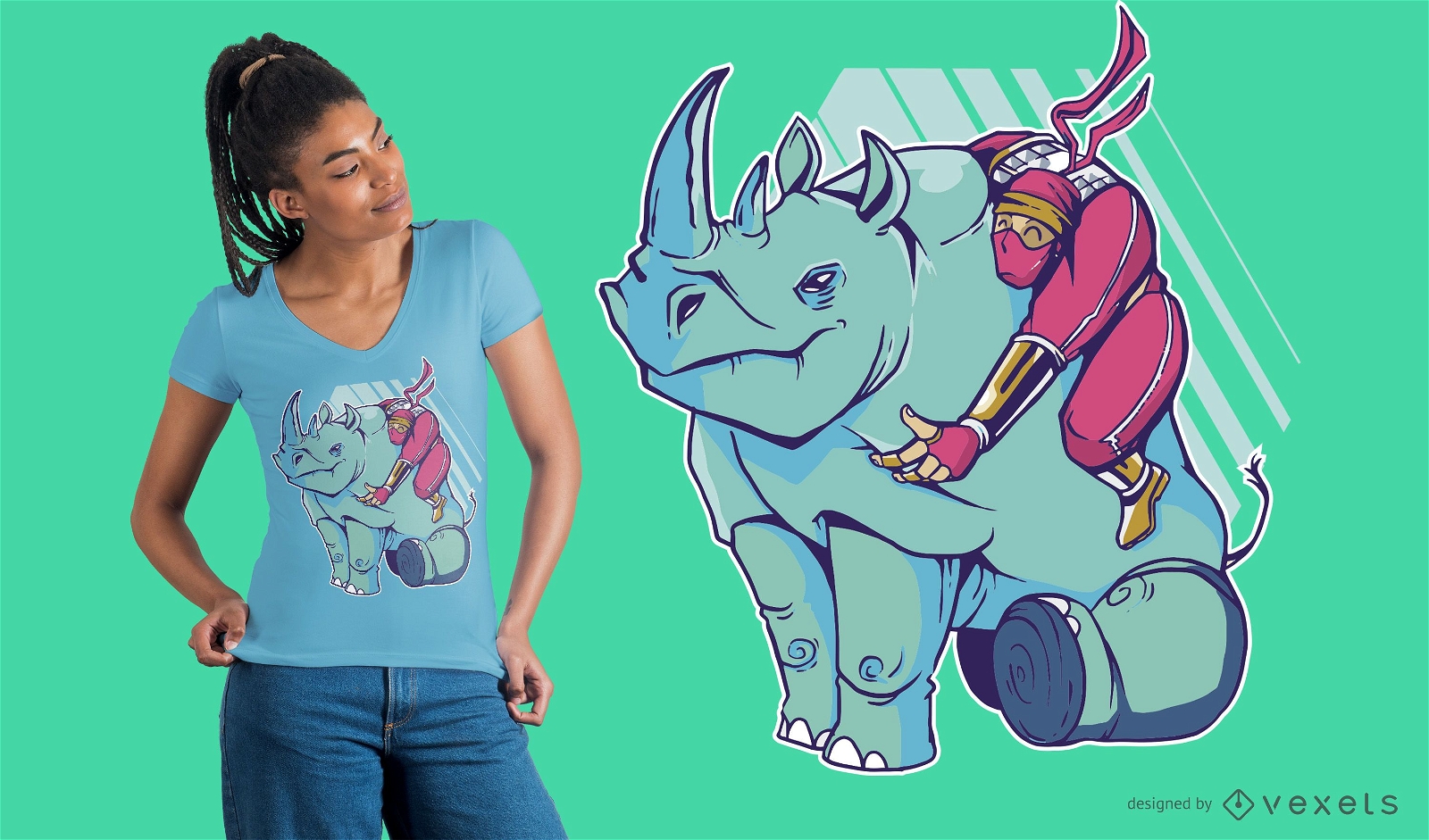 Ninja rhino t-shirt design