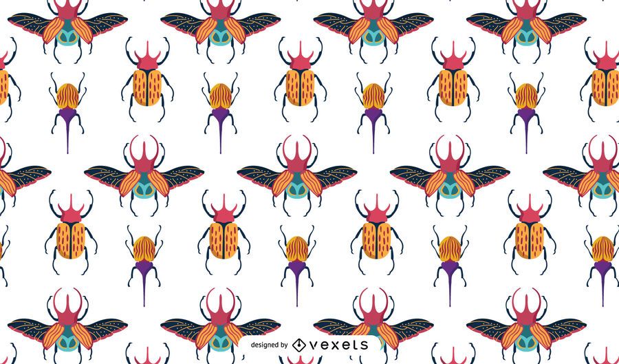 Beetles Colorful Pattern Design Beetles Colorful Pattern Design