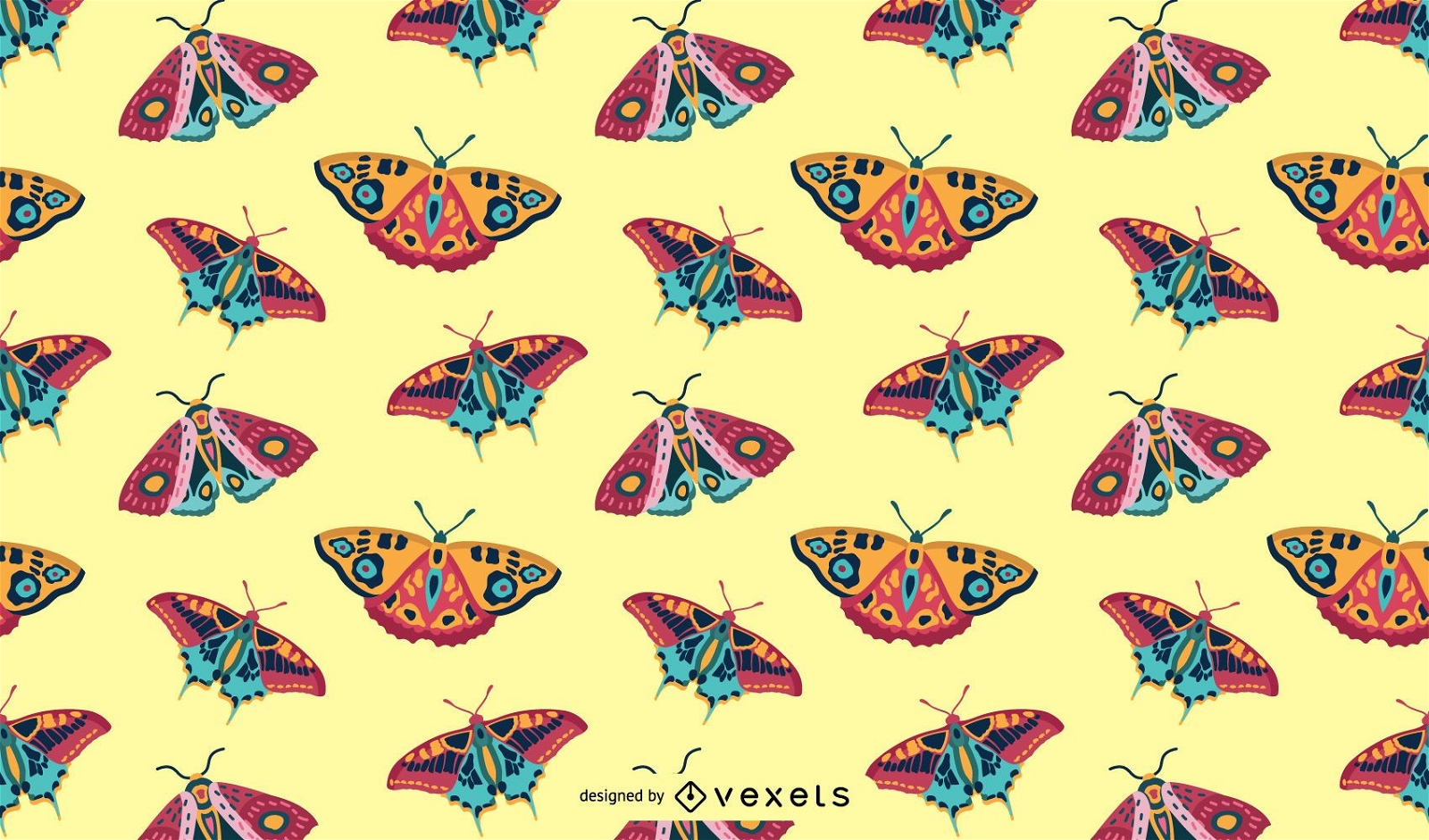 Padrão de borboletas coloridas