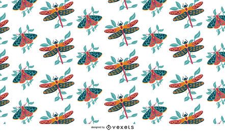 Flying Insects Colorful Pattern Design Vector Download