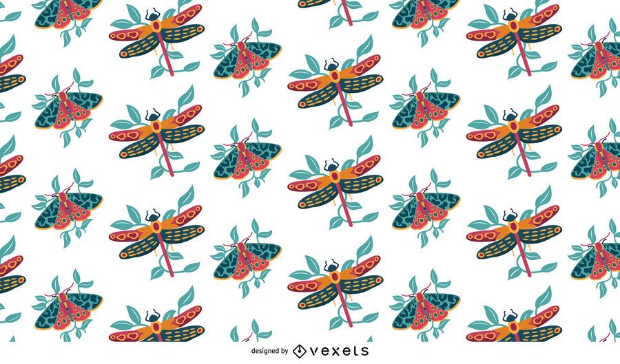 Flying Insects Colorful Pattern Design Flying Insects Colorful Pattern Design