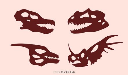 Silhuetas de crânio de dinossauro