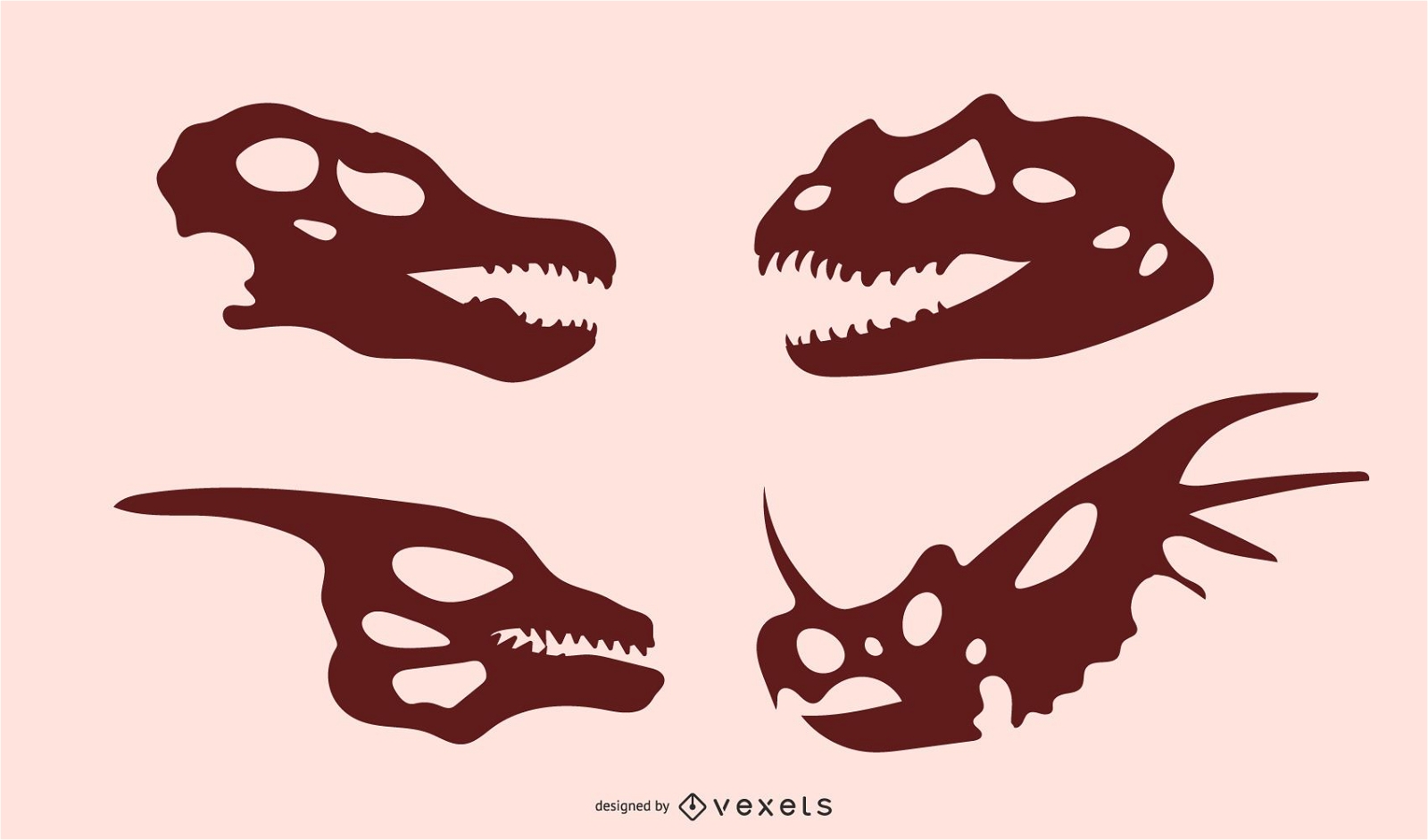Dinosaurier Schädel Silhouetten