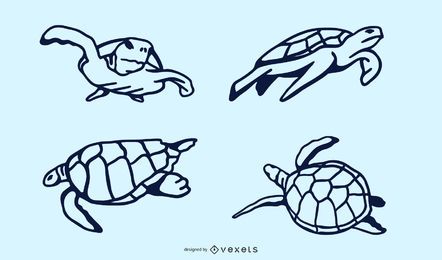 Diseño de Doodle de tortuga marina Diseño de Doodle de tortuga marina