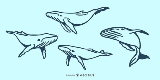Ilustración de Doodle de ballena
