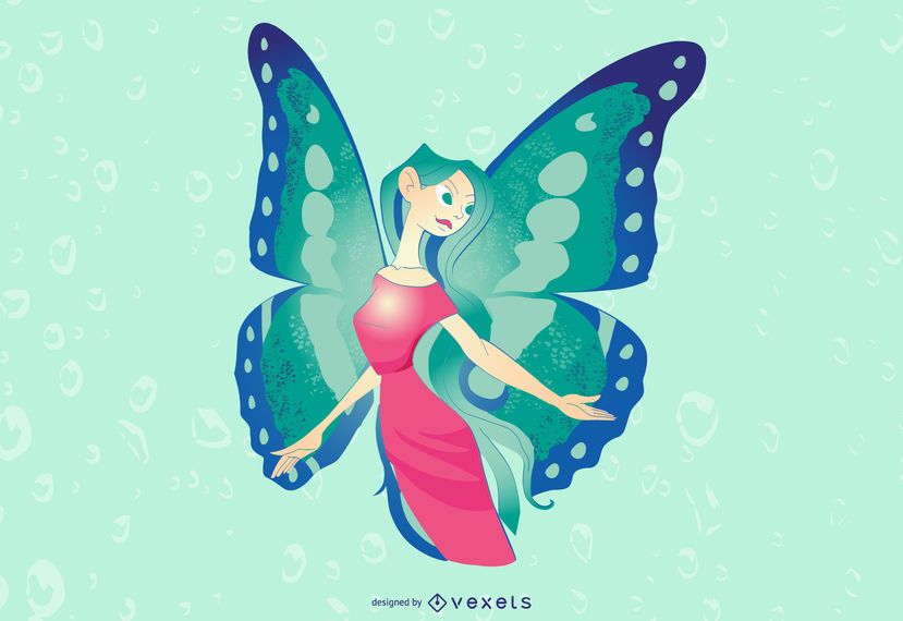 Desenho de ilustração de fada verde Desenho de ilustração de fada verde