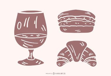 French Food Silhouette Vector Set
