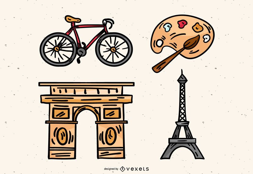 Hand drawn french elements Hand drawn french elements