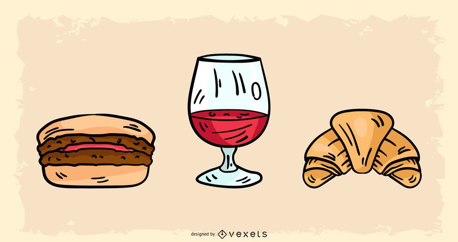 Diseño de comida francesa dibujada a mano Diseño de comida francesa dibujada a mano