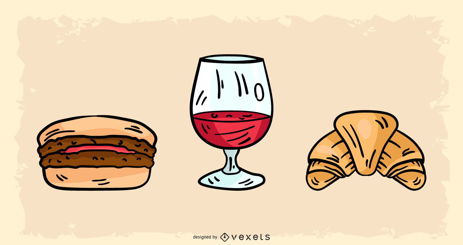 Hand Drawn French Food Design Vector Download