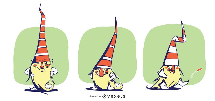 Gnomes Colored Vector Set Gnomes Colored Vector Set