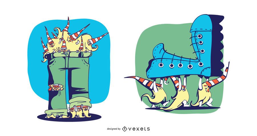 Gnomes Stealing Clothes Illustration Gnomes Stealing Clothes Illustration