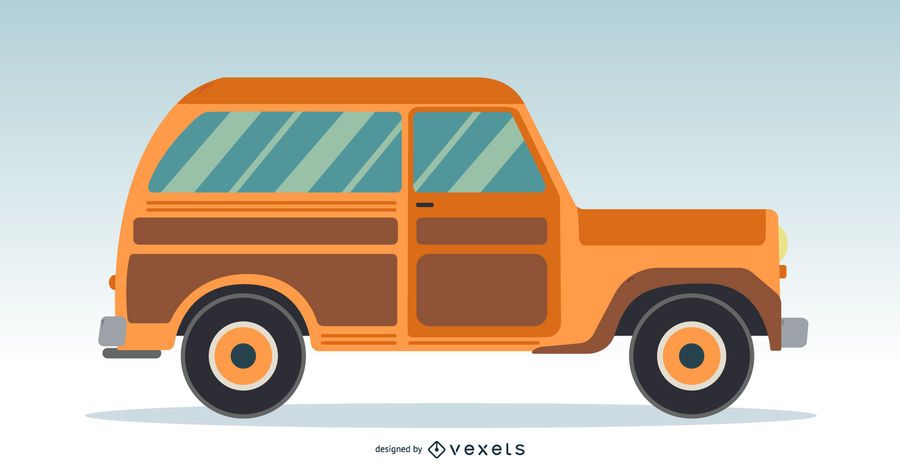 Orange classic car illustration Orange classic car illustration