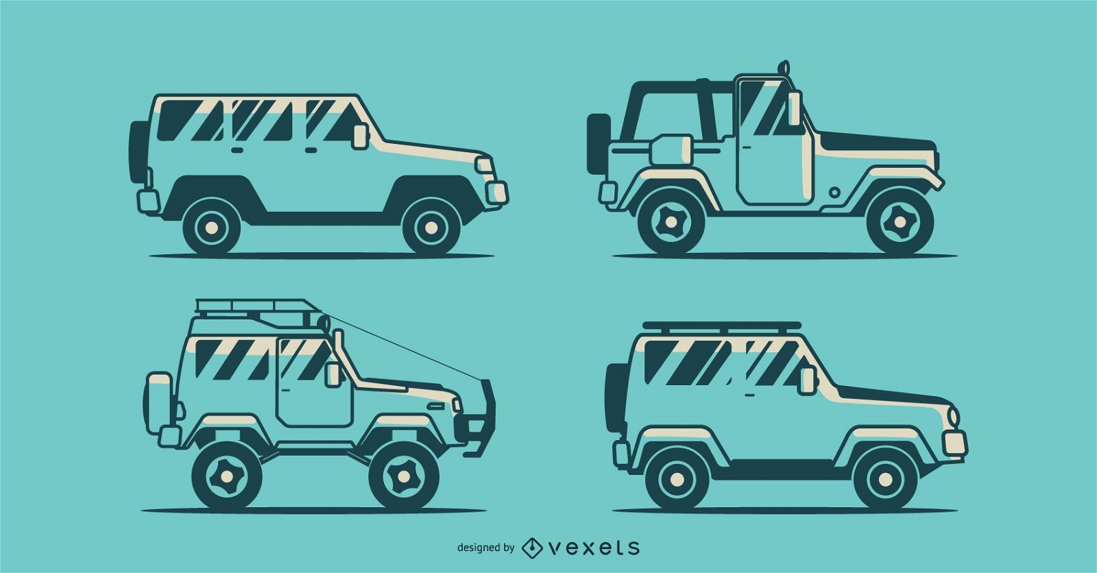 Paquete de vectores de camiones Jeep