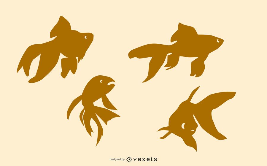 Download Goldfish Silhouette Set - Vector Download