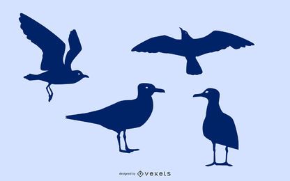 Conjunto de silueta de gaviota