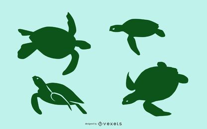 Sea Turtle Silhouette Set Vector Download