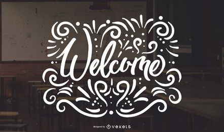 Design de letras de redemoinhos de boas-vindas