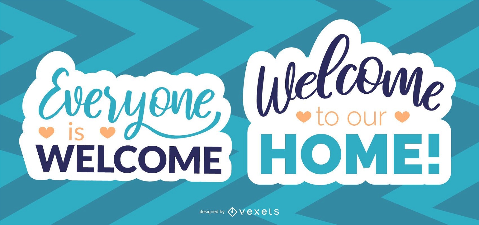 Welcome everyone lettering set