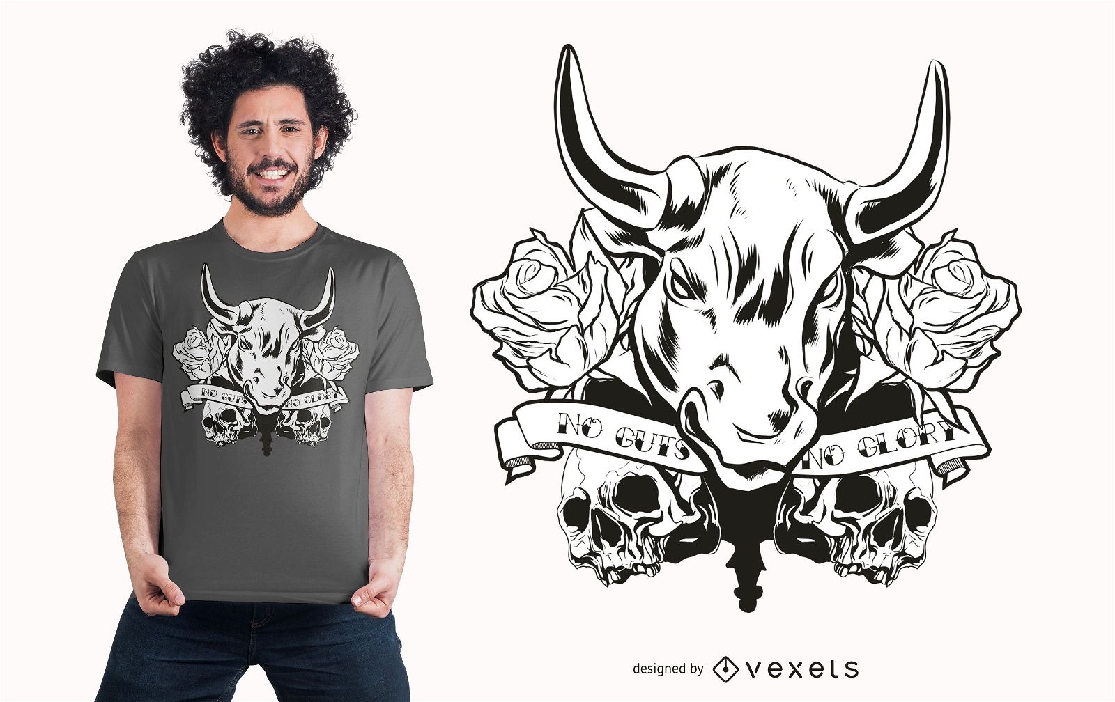 Glory bull t-shirt design
