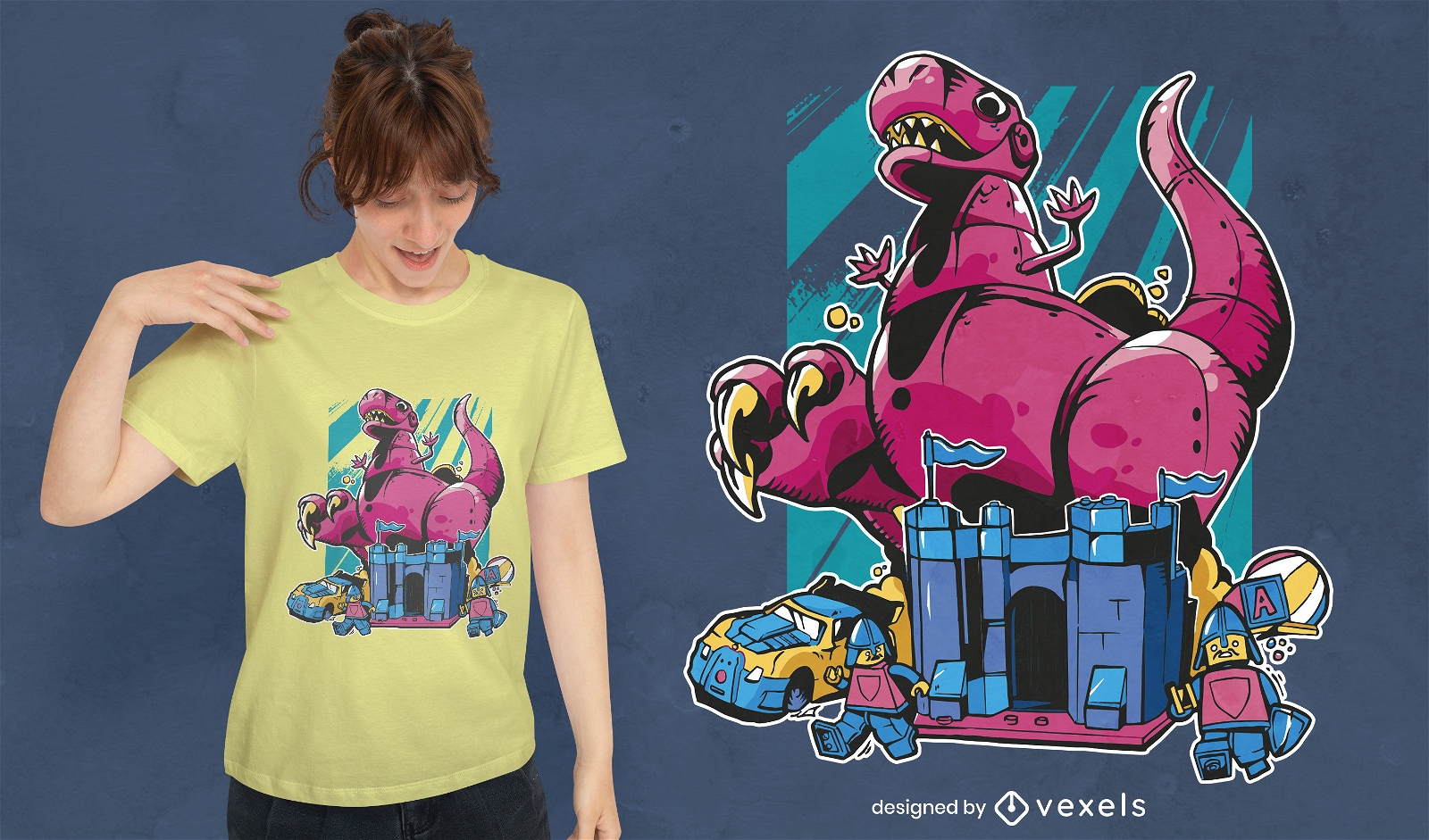 Cartoon-Dinosaurier-T-Shirt-Design