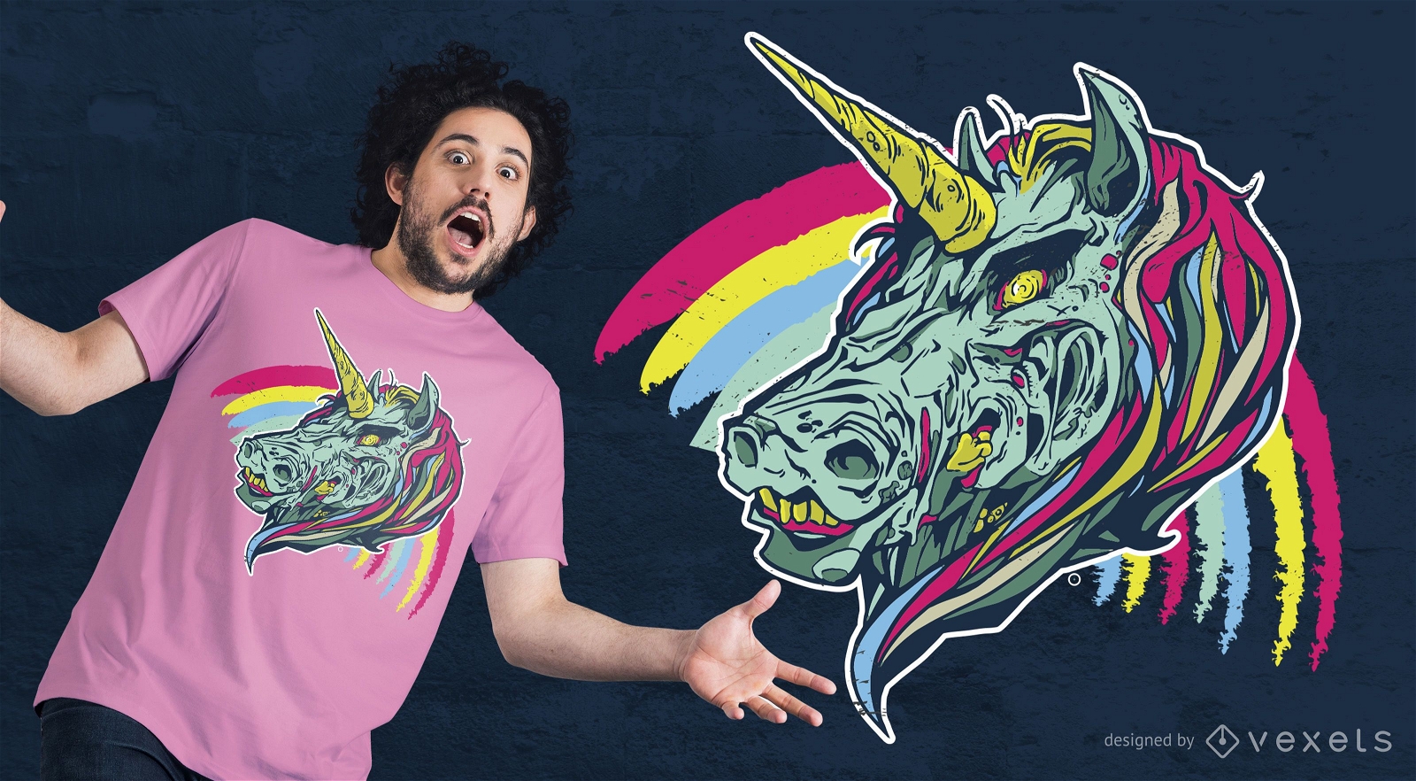 Diseño de camiseta de unicornio espeluznante