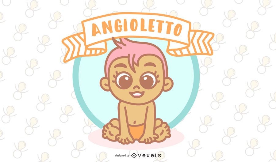Angioletto Italian Baby Angel Vector Design - Vector Download