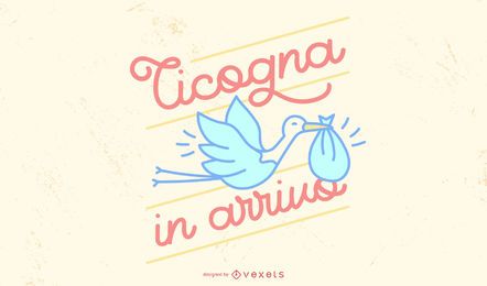 Cegonha bebê italiano citação Vector Design Cegonha bebê italiano citação Vector Design
