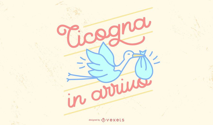 Baby Stork Italian Quote Vector Design Baby Stork Italian Quote Vector Design