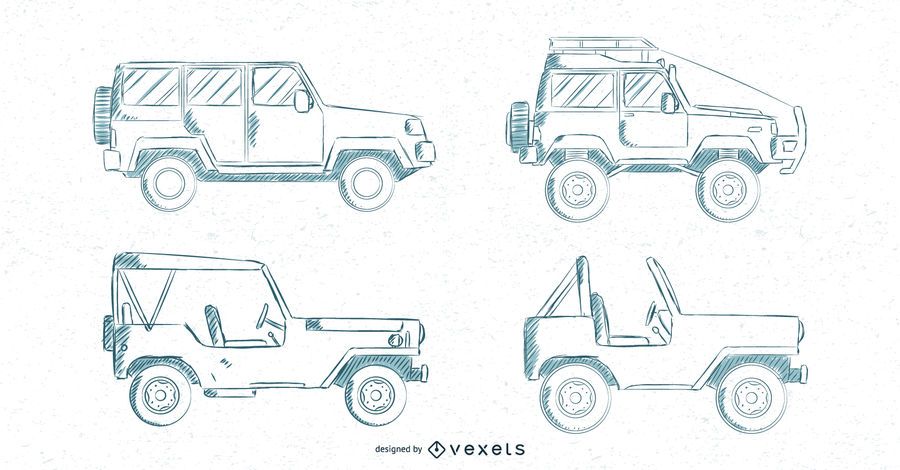Hand drawn cars set Hand drawn cars set