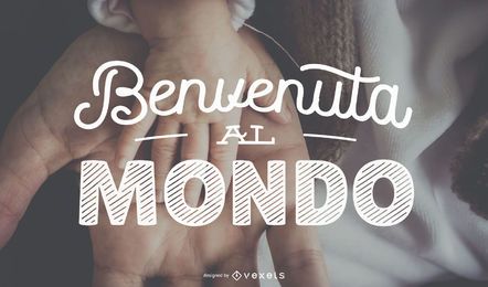 Banner de letras italianas de niña bebé recién nacido