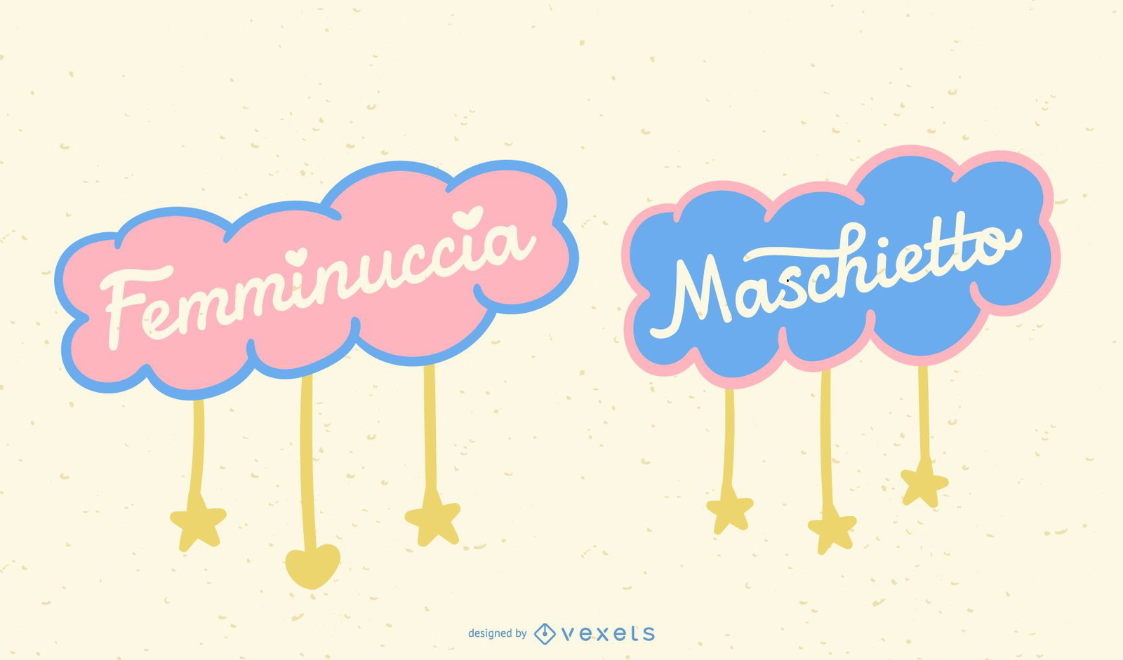 Conjunto de banner italiano con letras de bebé