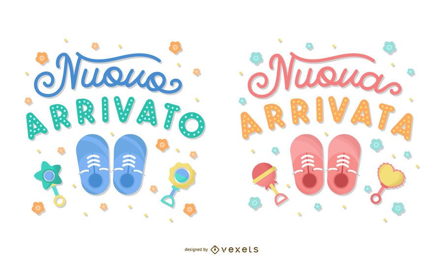 New Baby Italian Lettering Banner Set New Baby Italian Lettering Banner Set