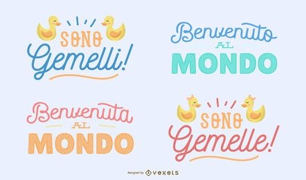 Nueva colección de pancartas con letras italianas para bebés