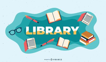 Ilustración de tema de biblioteca Ilustración de tema de biblioteca
