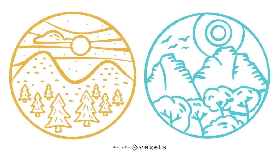 Conjunto de insignias de paisaje de montaña Conjunto de insignias de paisaje de montaña