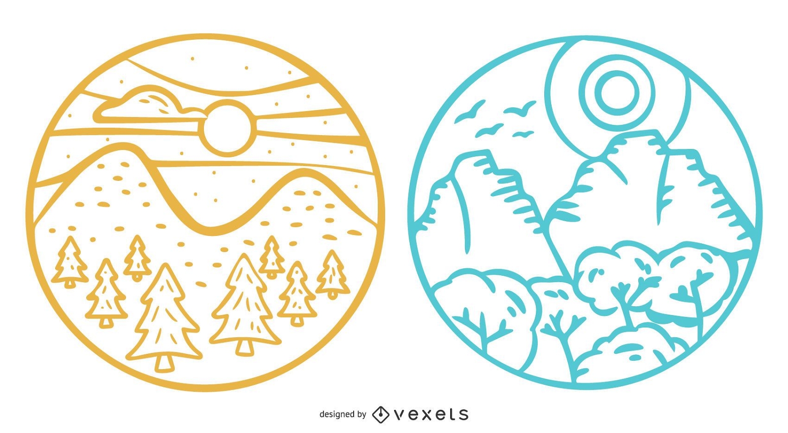 Conjunto de emblemas de paisagem de montanha