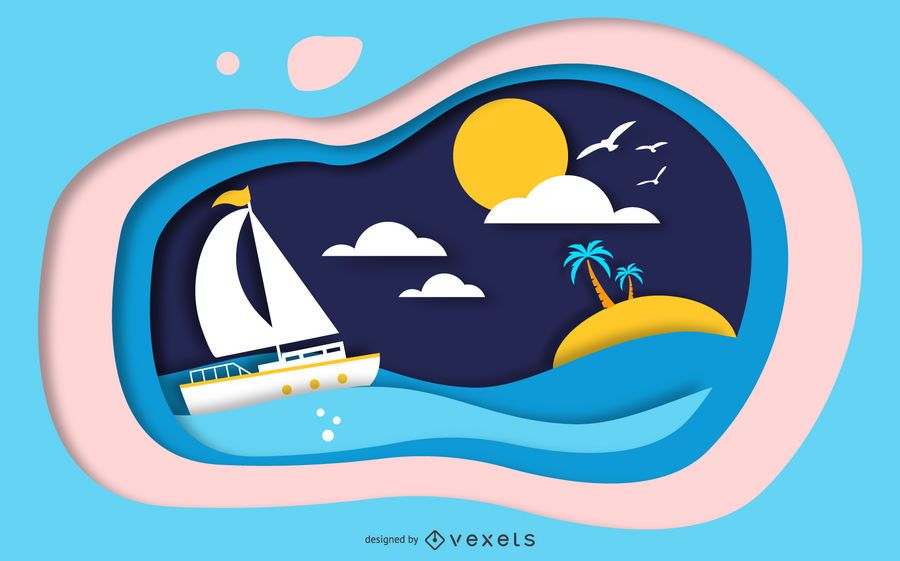 Projeto da cena da ilha de Papercut Projeto da cena da ilha de Papercut